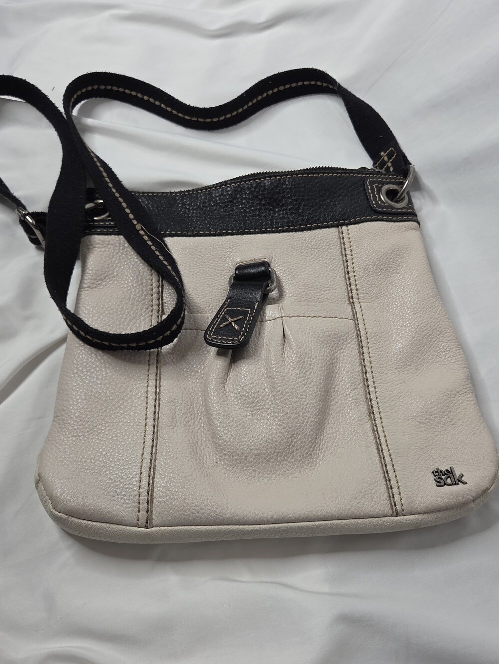 The Sak Cream & Black Leather Crossbody Bag Kendra Purse